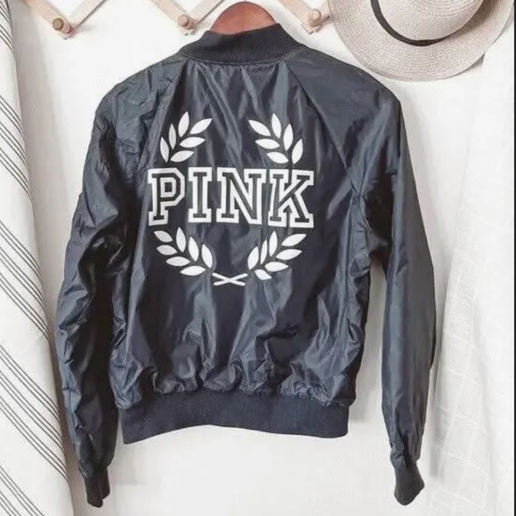 Victoria’s Secret Pink Black Bomber Jacket - Picture 2 of 5